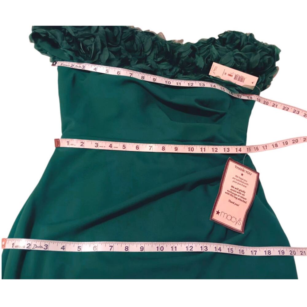 NEW ELIZA J Formal Gown 12 Green Ruched Waist Rosette Off Shoulder Evening Dress - Picture 5 of 12